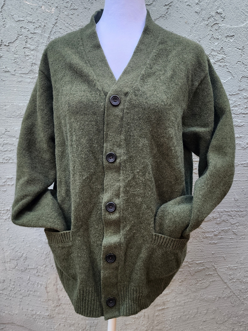 UNIQLO Heathered Moss Green Knit Cardigan Sweater Size L